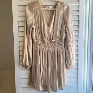 Champagne silk pleated dress